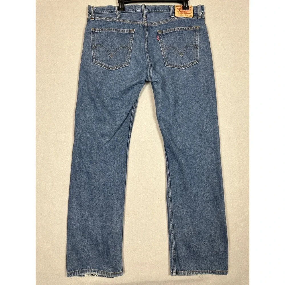 Levis 505 Jeans Mens 38X32 Blue Straight Fit 5 Pocket Red Tab Casual Denim Pants